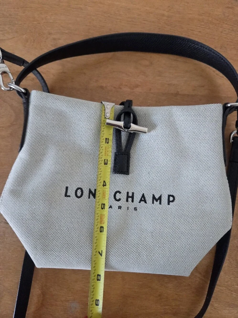 Longchamp White and Black Messenger Crossbody Bag
